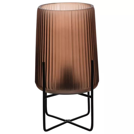 Hestia Battery Operated Glass Lamp with Stand – Frosted Coffee