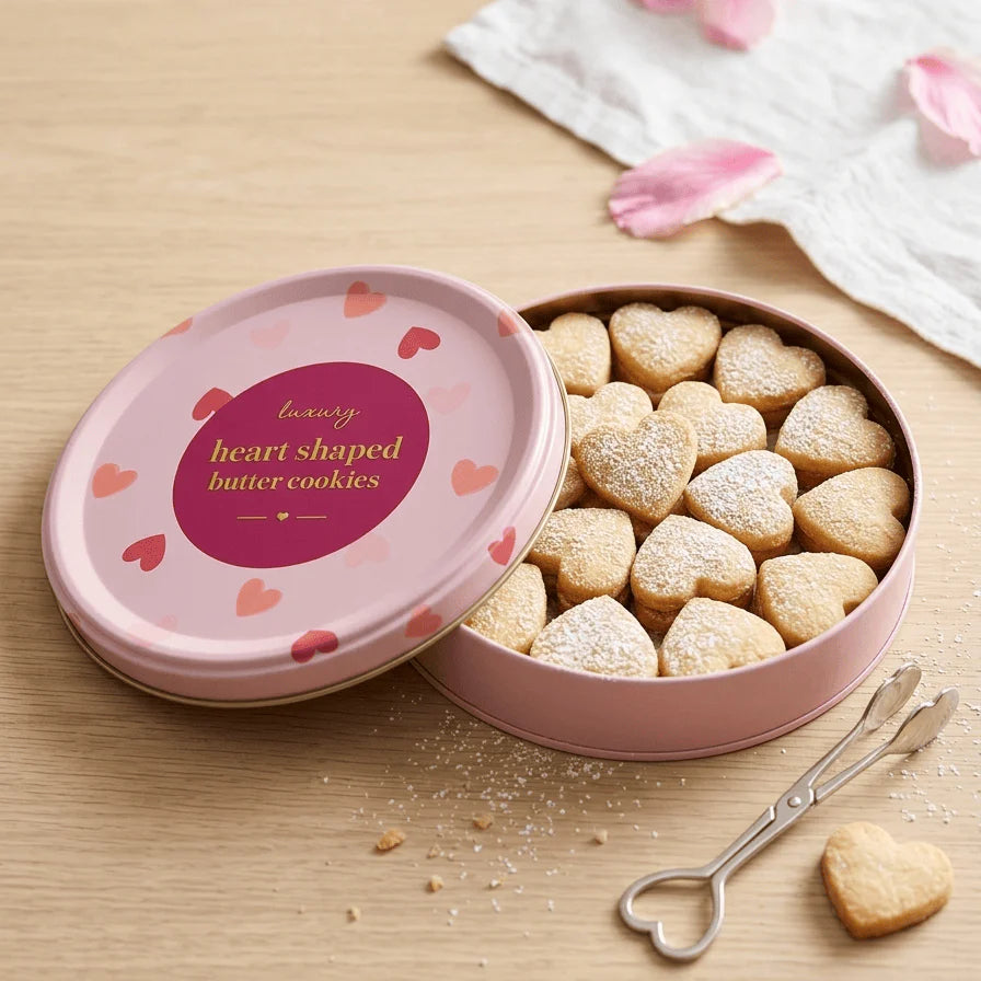 Luxury Heart-Shaped Butter Cookies – 140 g Premium Biscuit Gift