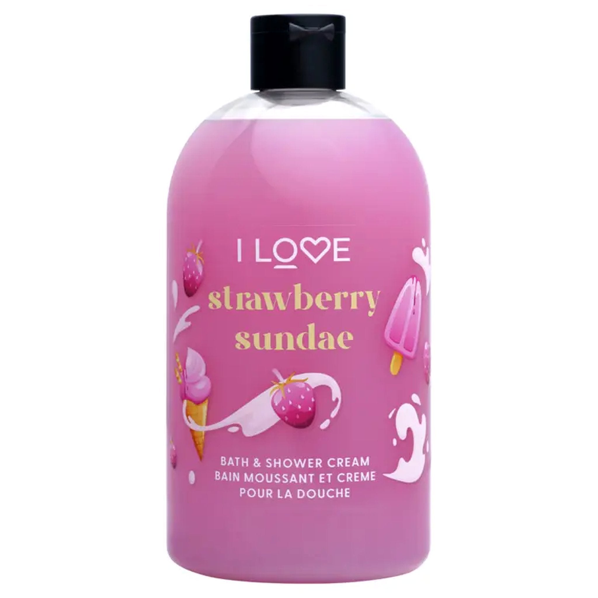 I LOVE Shower & Bath Cream – Strawberry Sundae 500ml
