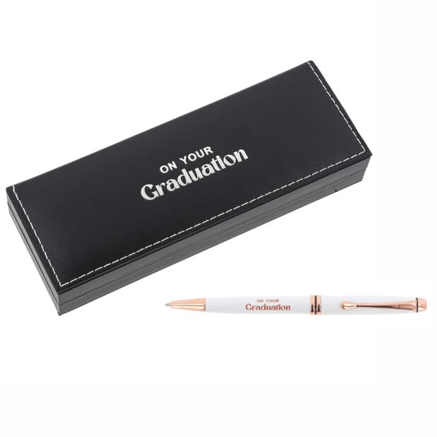 Bridgewater Ladies Graduation Pen – White & Rose Gold