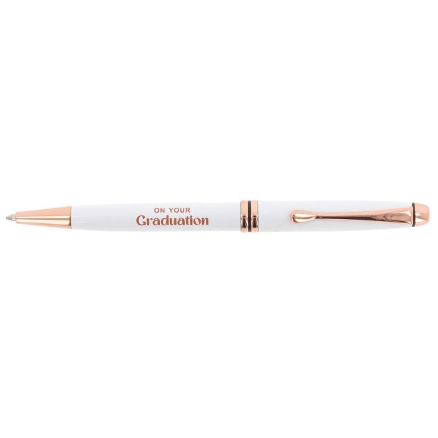 Bridgewater Ladies Graduation Pen – White & Rose Gold