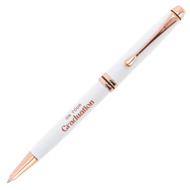Bridgewater Ladies Graduation Pen – White & Rose Gold