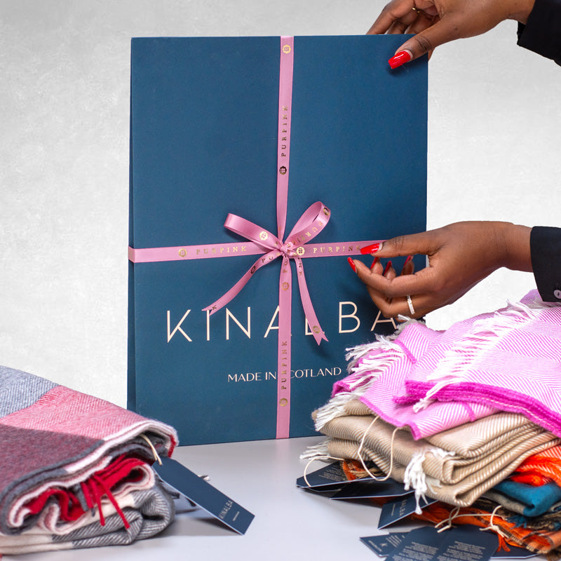 Kinalba Callan Cashmere Red Reiver Check Stole