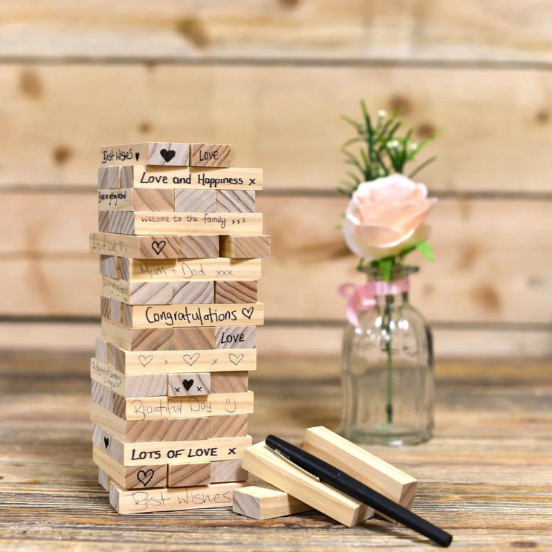 Love Story Wooden Guest Text Book Game - 63pcs