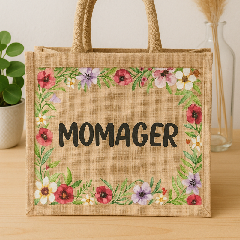 Floral Jute Tote Bag