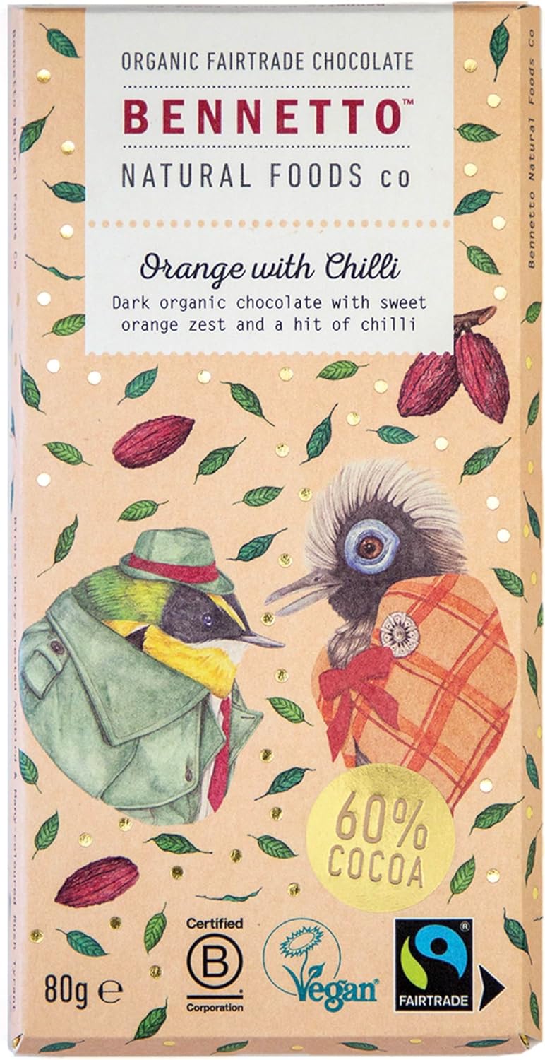 Bennetto Organic Dark Chocolate with Orange Zest & Chilli