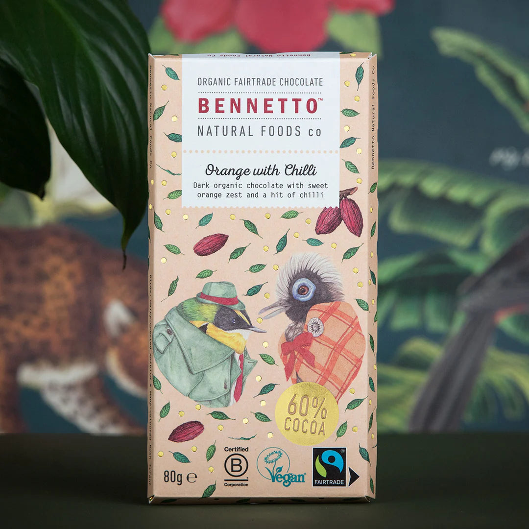 Bennetto Organic Dark Chocolate with Orange Zest & Chilli