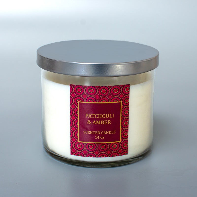 14Oz Glass Scented Candle With Steel Lid Jar