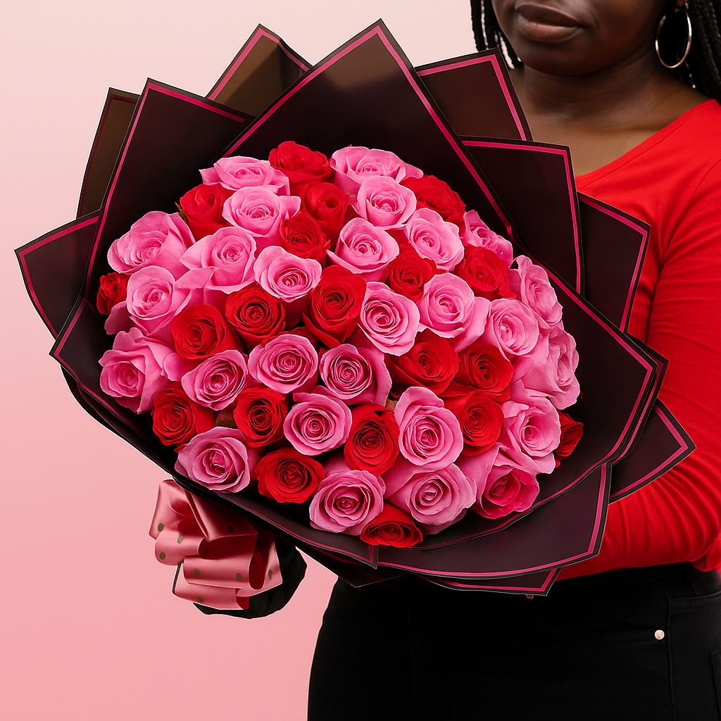 Premium Red & Pink Roses Bouquet