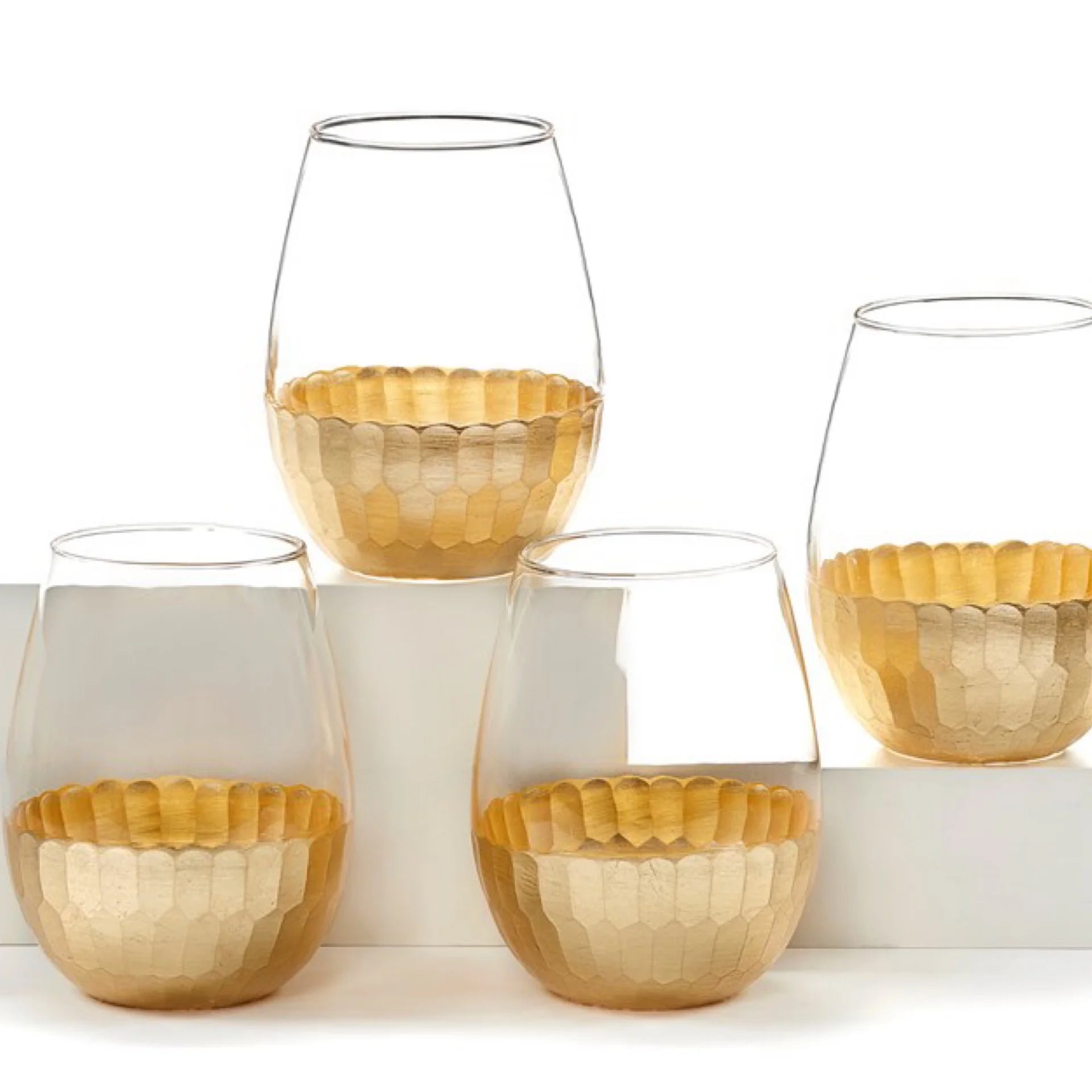 Gold Honeycomb  Whisky Glass -Set of 4