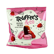 Truffees & Co raspberry cocoa truffles snack pack counter display 35g