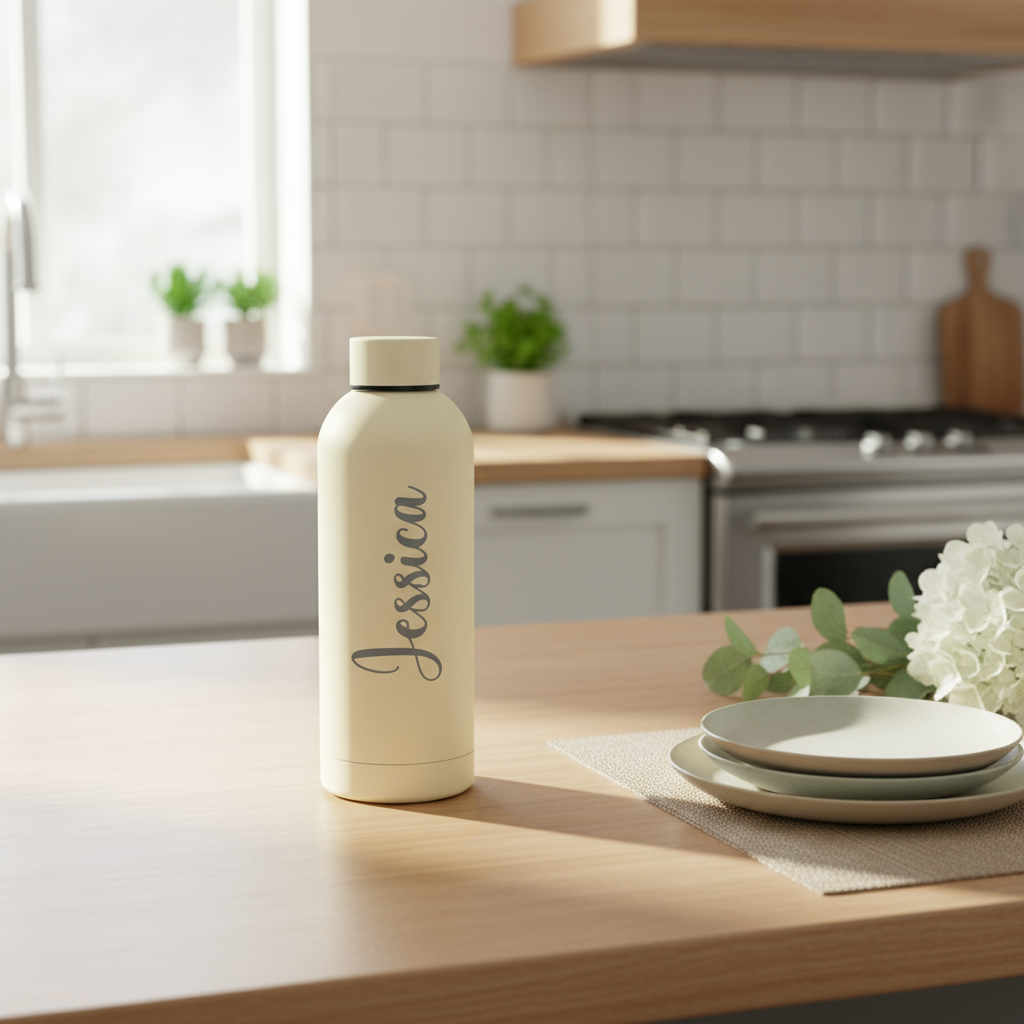 Personalised Soft Touch  Cream Water Bottle – 500ml