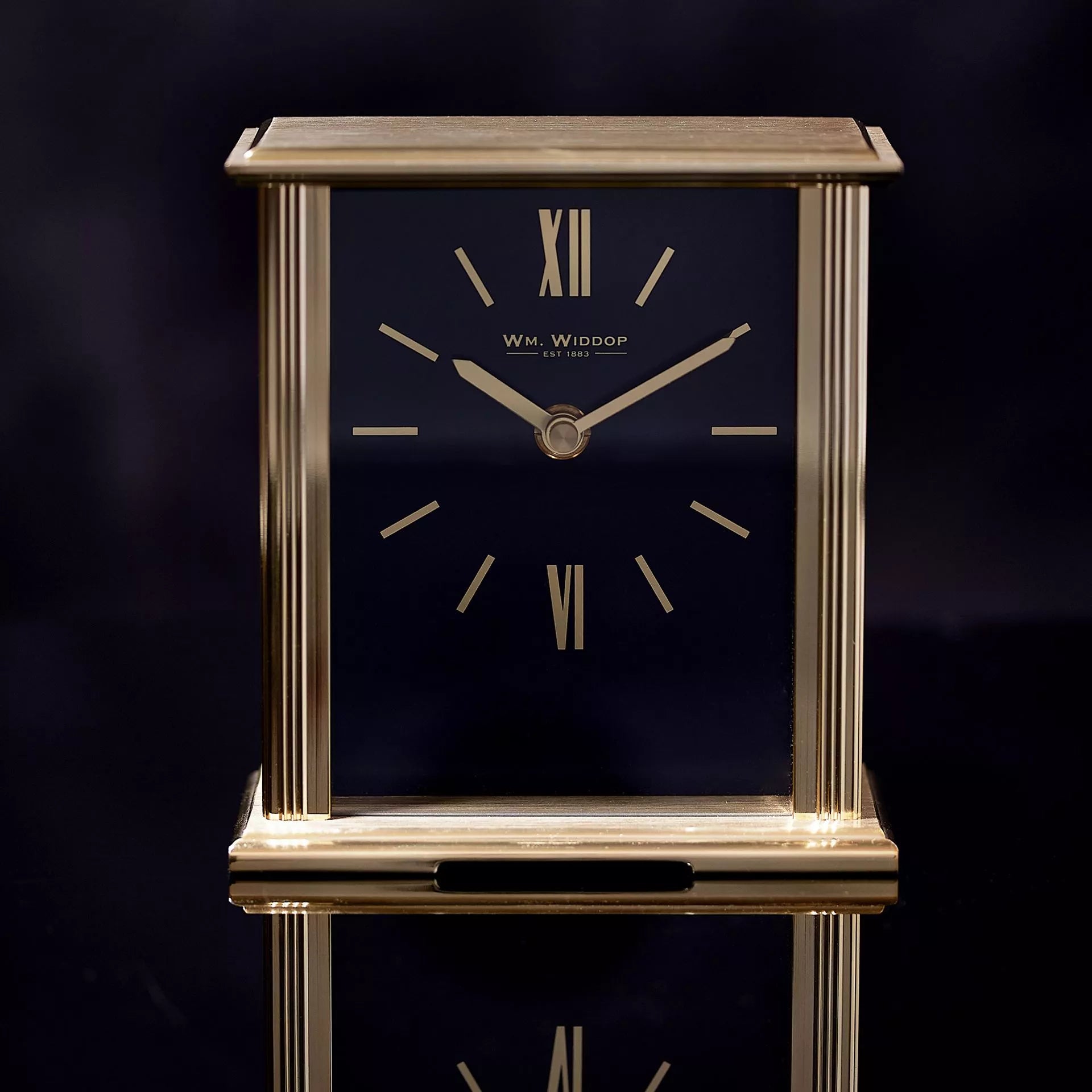 Widdop Gold Mantel Clock Navy Blue Dial