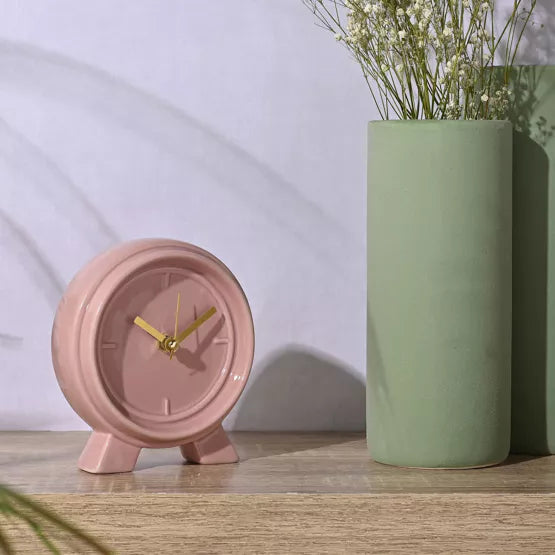 Interval Ceramic Mantle Clock – Pink Clay