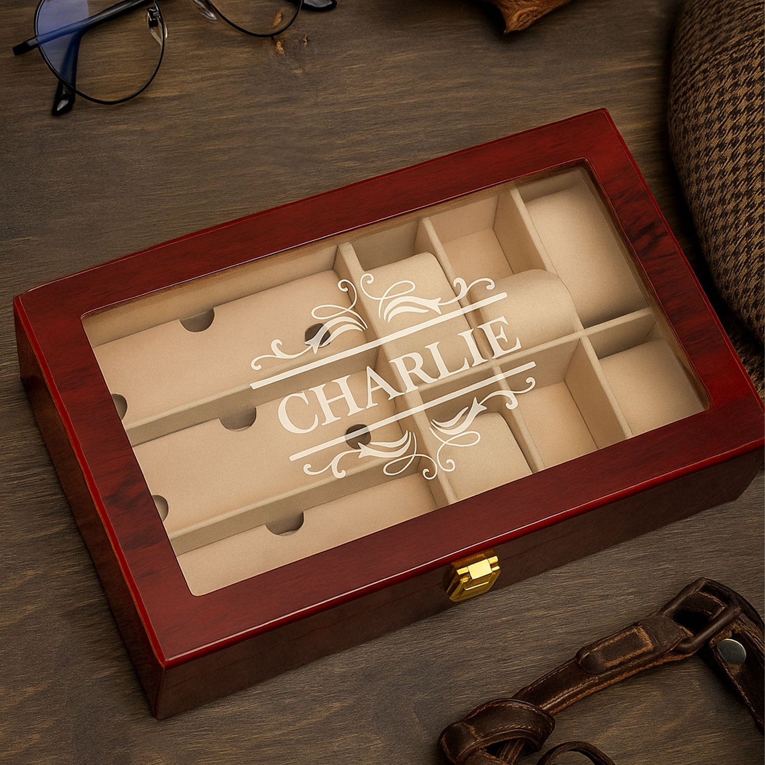 The Lucien Watch & Glasses Display Case