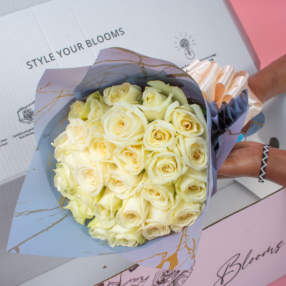 Premium Fairtrade White Roses