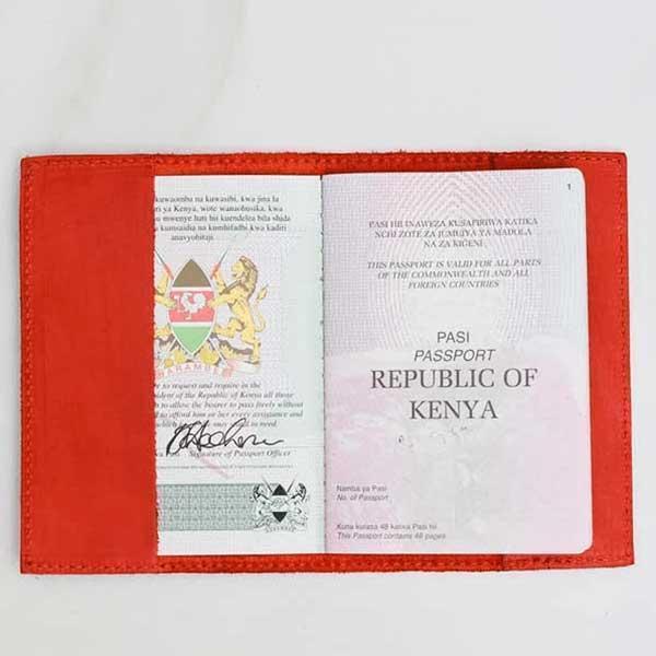 Red Genuine Leather Passport Holder
