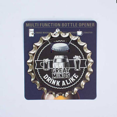 Beer-themed 3-in-1 Multi Function - Bottle  Openers, Coaster and Fridge Magnet
