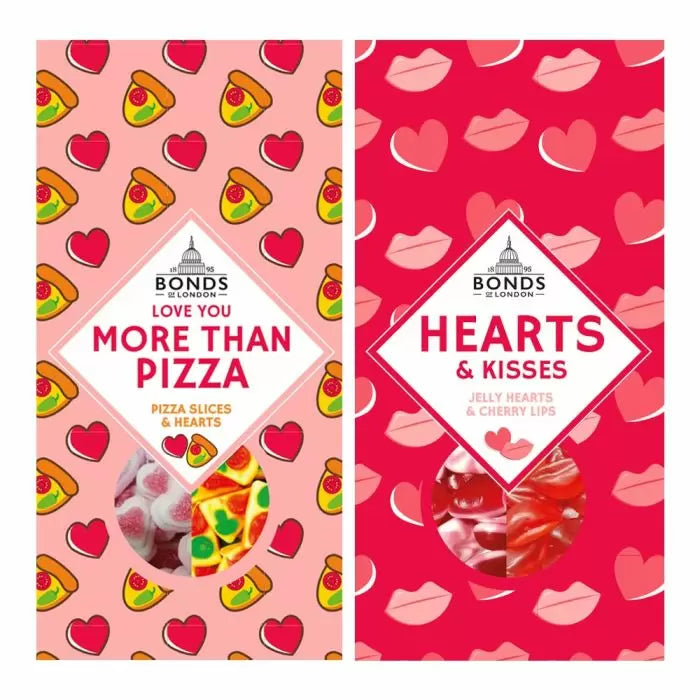 Bonds Hearts & Kissed/I love you more than pizza pun Boxes