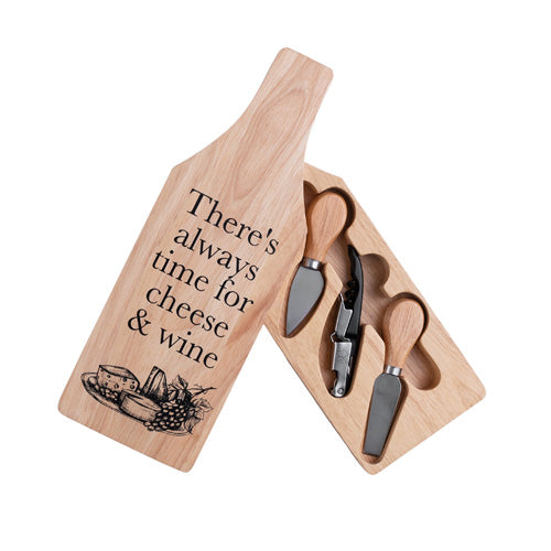 Cheese & Wine Set in Wooden Case