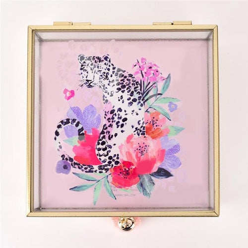 Frida Leopard Glass Trinket Box