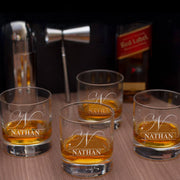 Personalised Whisky Glasses Set - Name over Initial