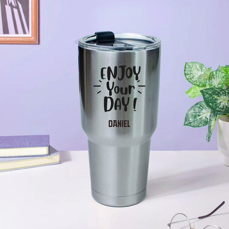 Personalised Thermal Mug with Straw - 500ml