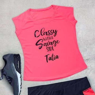 Personalised Ladies' Gym T-shirt - Pink