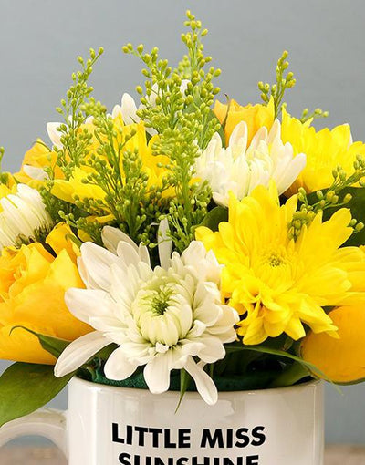 Little Miss Sunshine Flowers in A Mug Arrangement