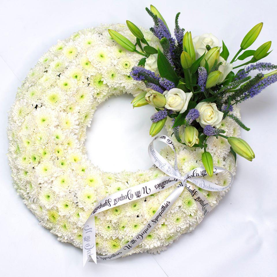 Lilies and Mums Funeral Wreath