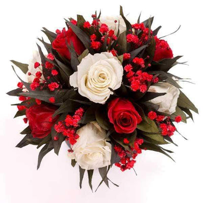 Red & White Forever Roses Gift Box
